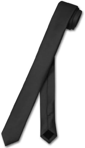 Covona 100% SILK Narrow NeckTie EXTRA Skinny BLACK Color Men's